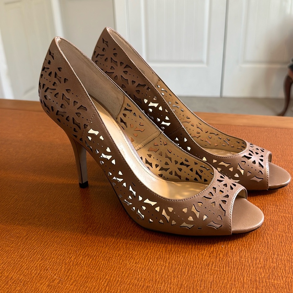 Enzo Angiolini 4 Inch Open‎ Toe Tan Heels 10